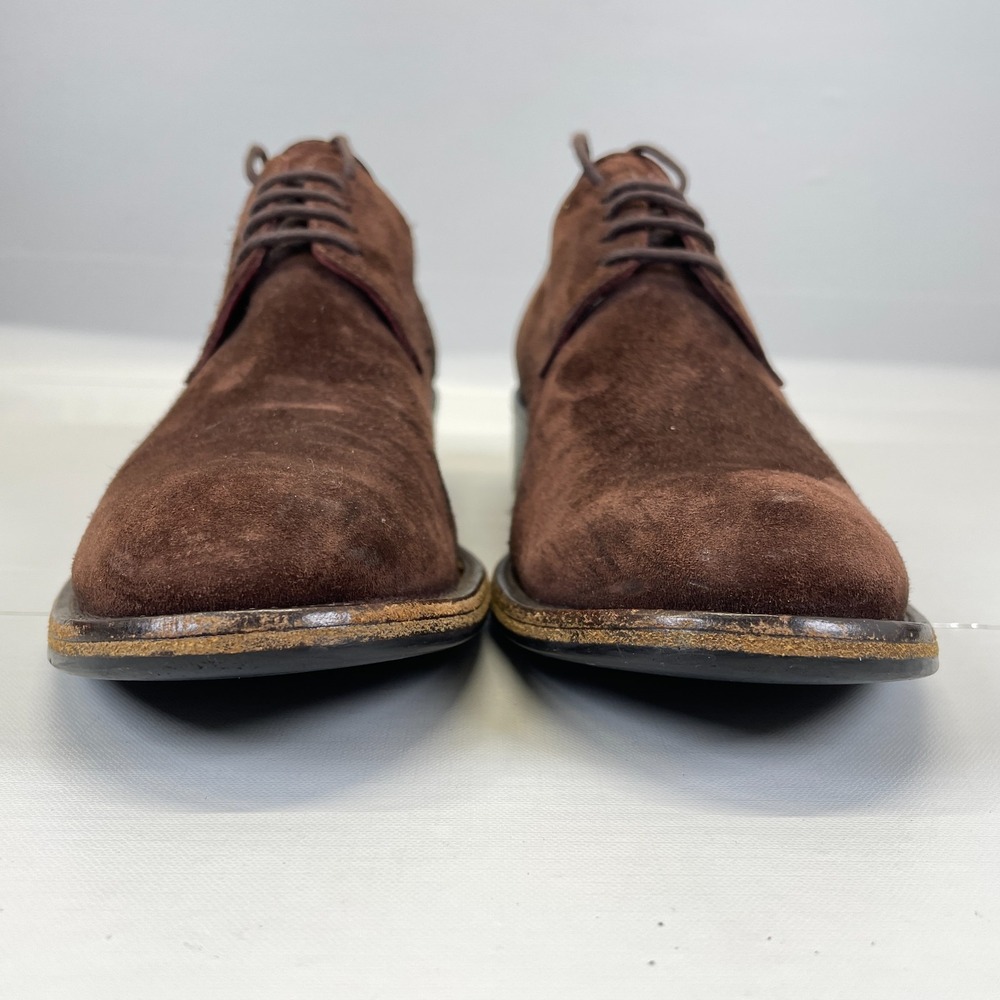 Vintage Prada Womens Derby Shoes Size 37.5 US 7.5 Brown Suede Lace Up Heeled - Picture 3 of 10